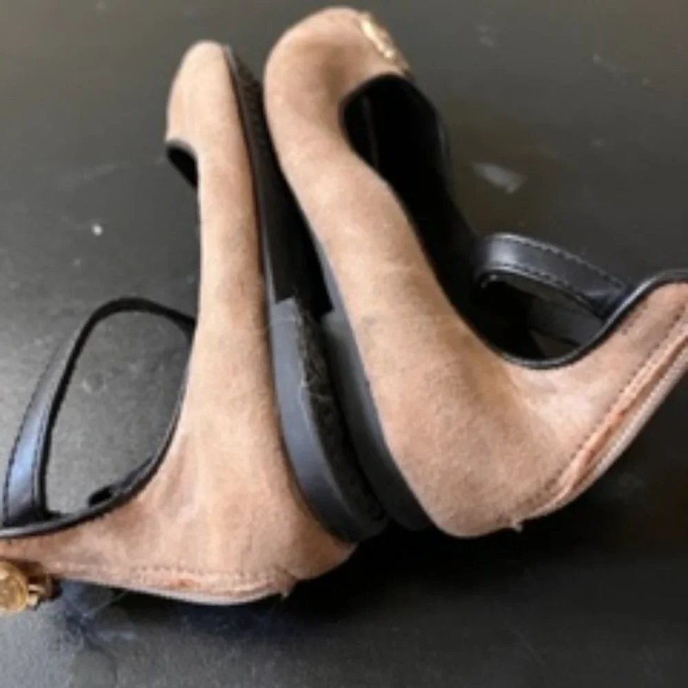 Michael Kors size 11 tan ankle strap flats